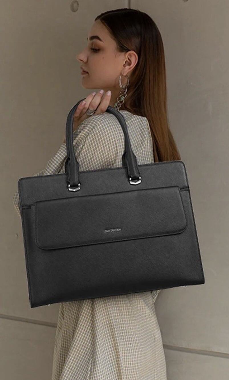 $169 Bostanten Mizuki Luxury Leather Briefcase Messenger Bag For Women Black